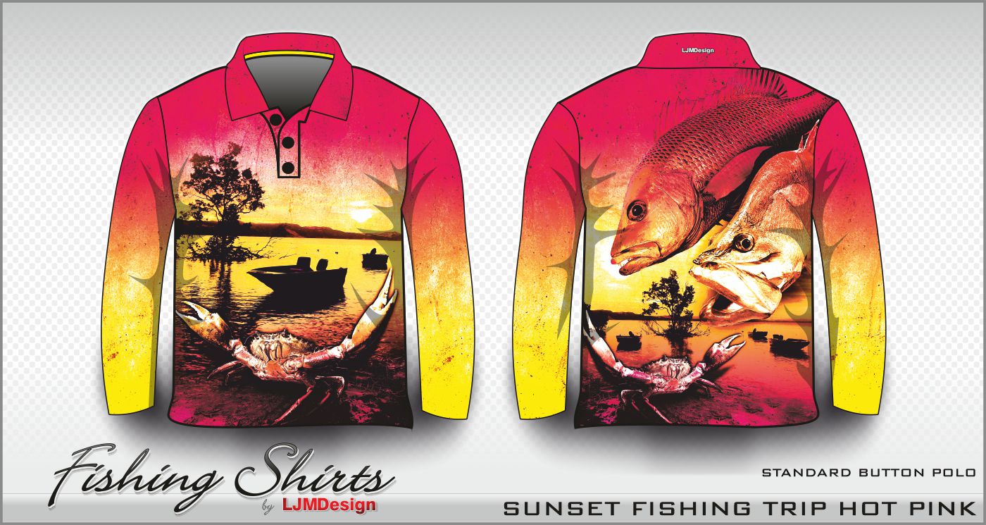 Sunset Fishing Trip Pink – Fishing Shirt by LJMDesign